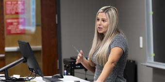 Faculty member during a classroom lecture